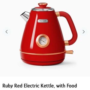 Red Electric Kettle with Gold Accents